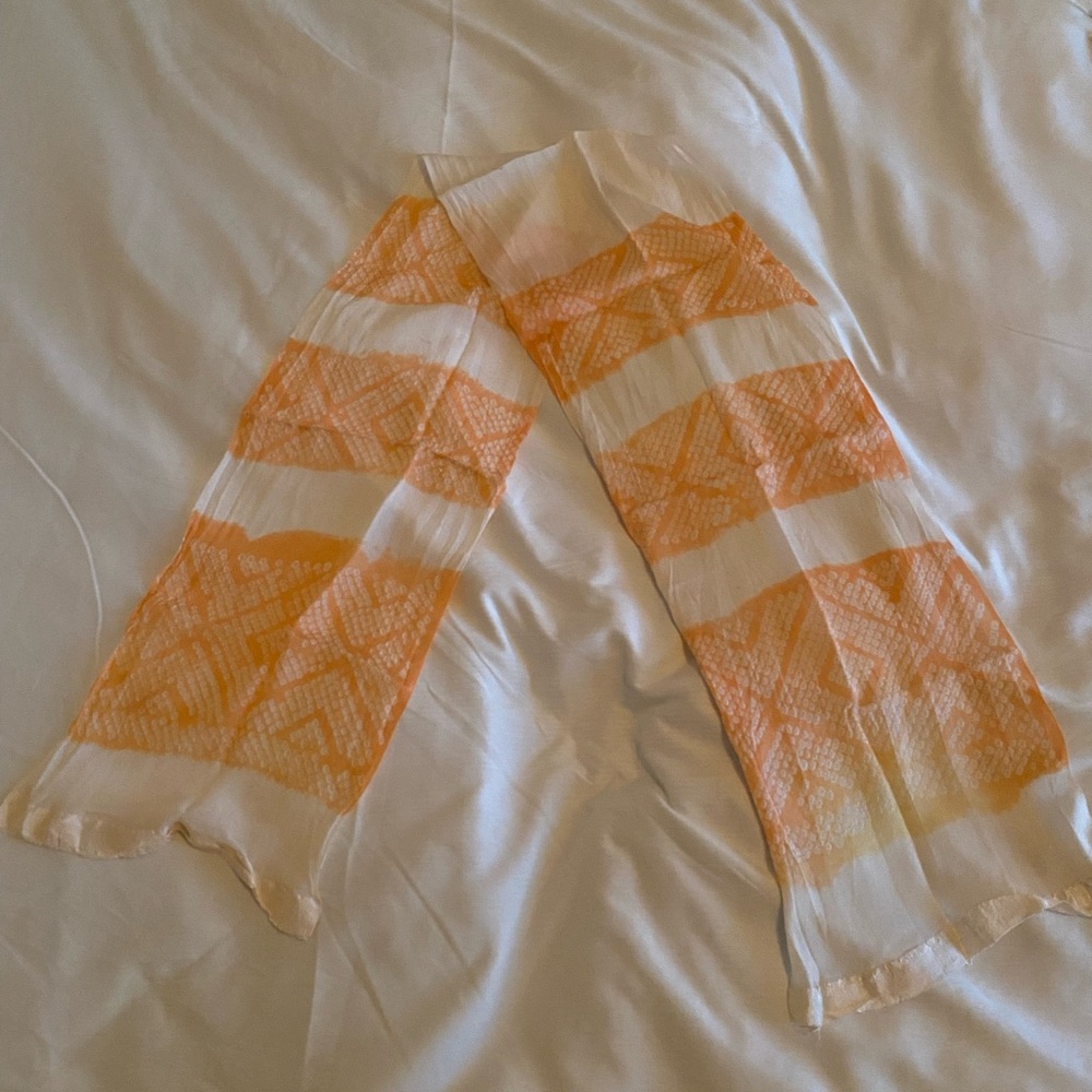 3 for 15$! Orange and Cream Dip Dyed Silk? Scarf.